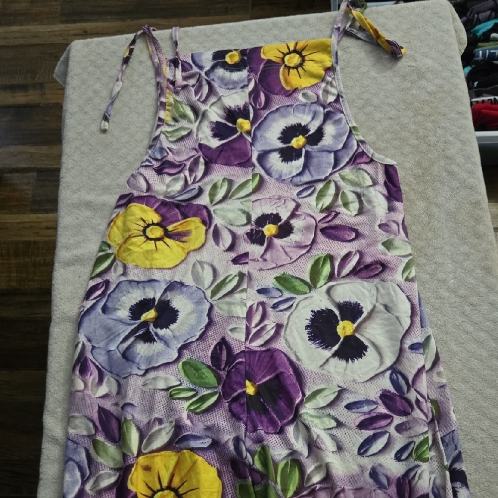 Floral Tie-Strap Sundress in Lavender, Purple & Yellow